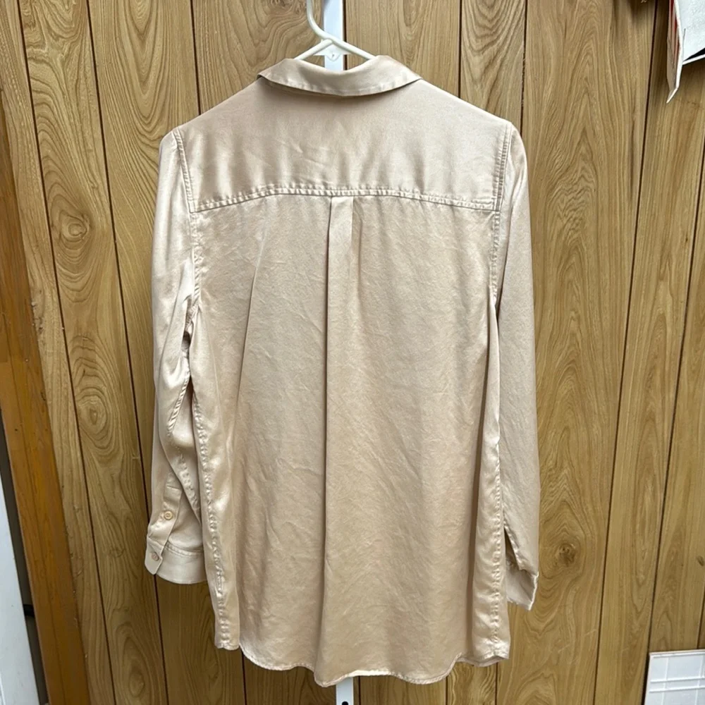 Soft Surroundings Blush Pink Silk Button-Up Shirt Large